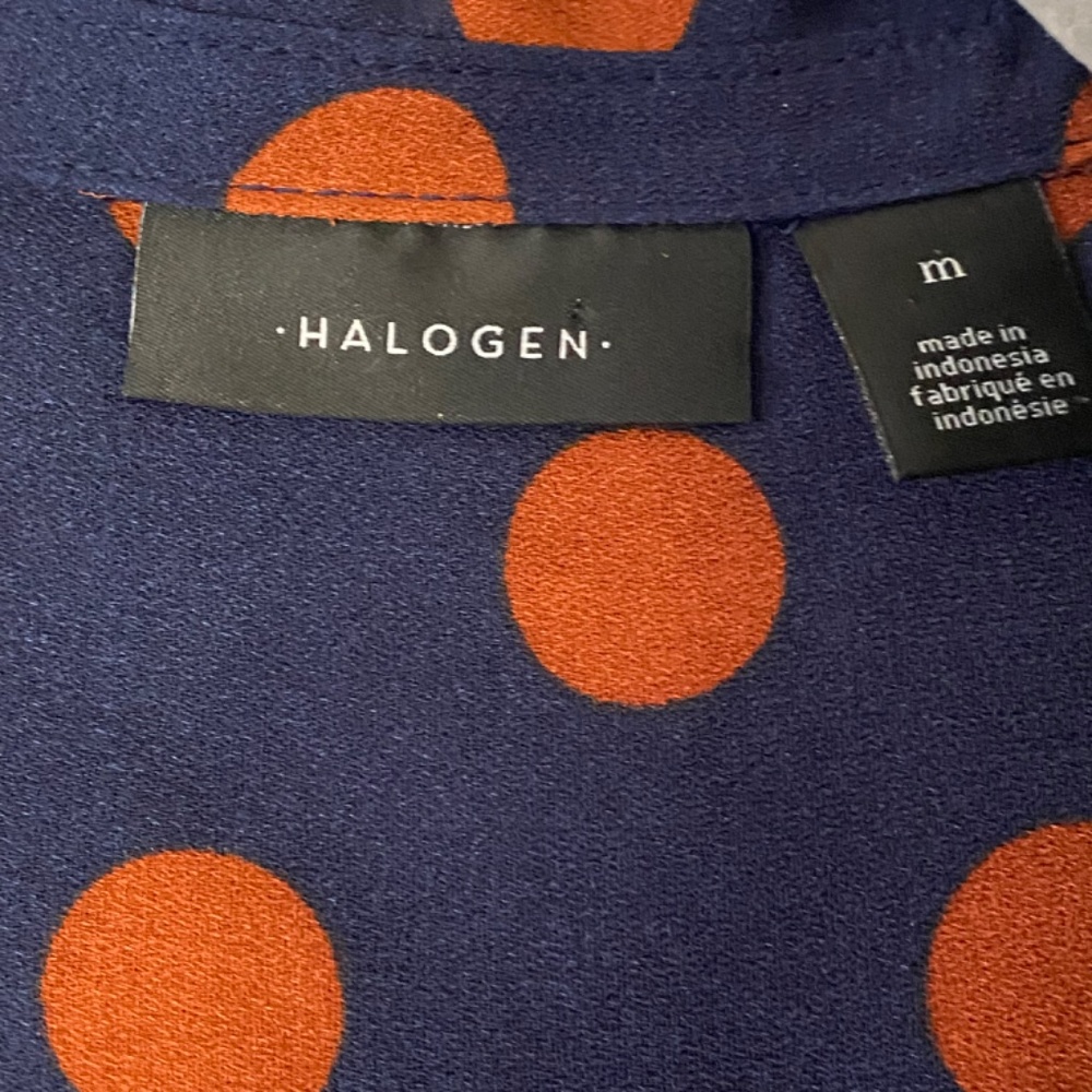 Halogen Polka Dot Long Sleeve Blouse Size Medium - Picture 6 of 10